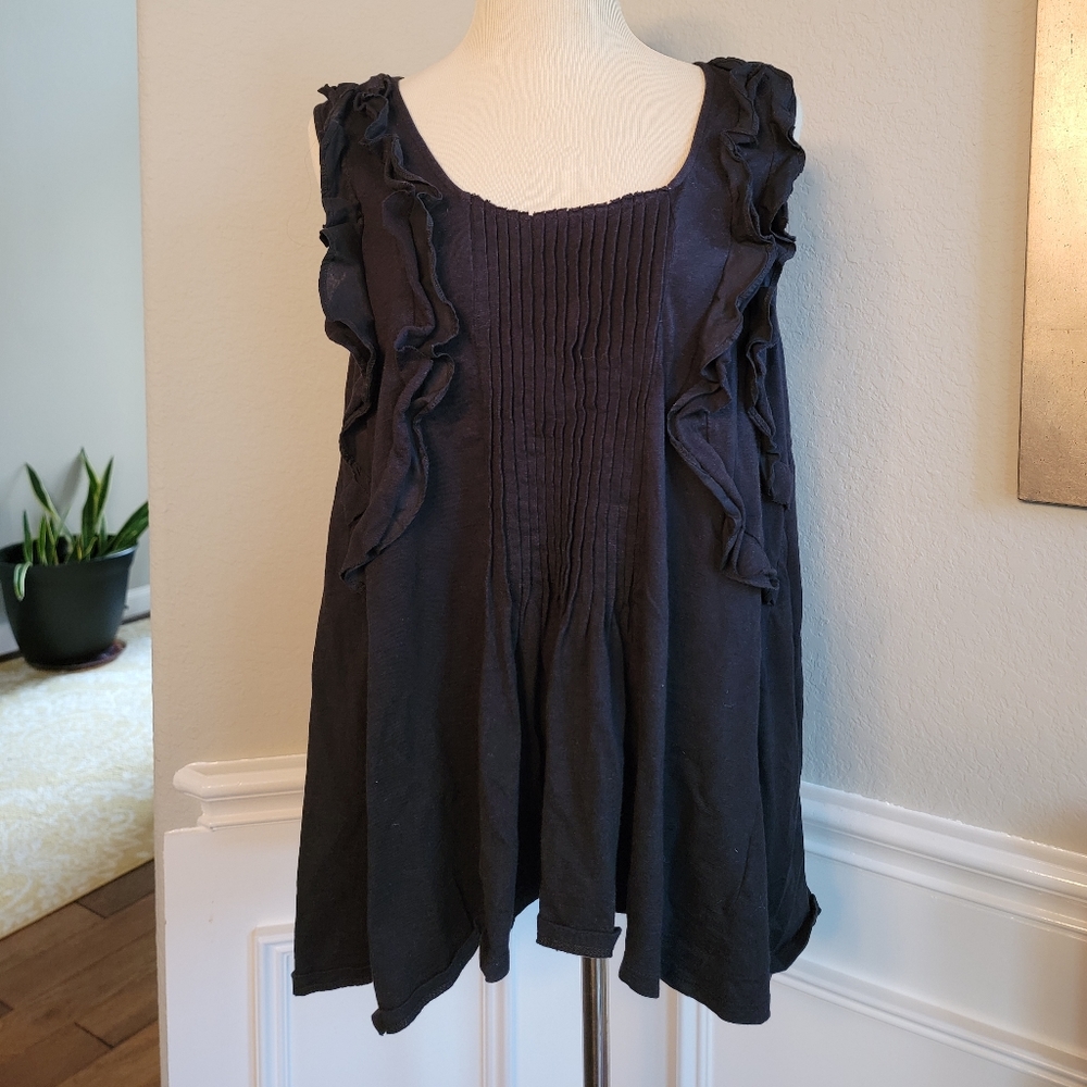 Anthropologie Deletta Sleeveless Ruffle Top Sz L
